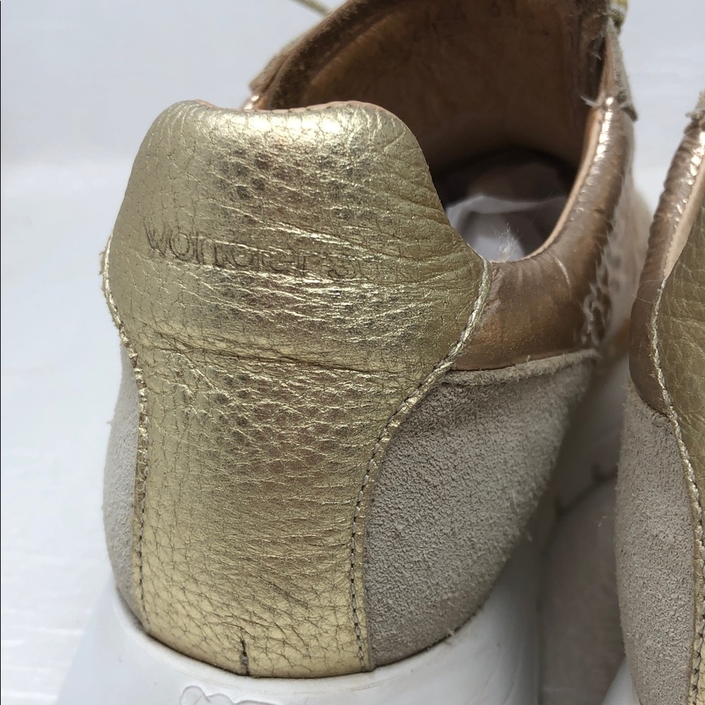 Wonders Oslo Sneakers Gold And Beige Leather Size 38 EU - Picture 14 of 16
